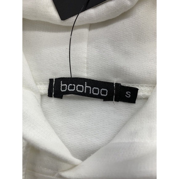 BooHoo Sweatshirt Hoodie Small Emoji Graffiti Drip Heart Face Oversize Ivory NWT - Picture 8 of 15